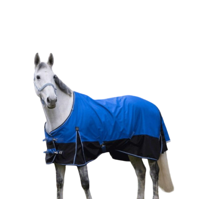 Equithème - Couverture d'extérieur Tyrex 1200D "Aisance" bleu/noir 150g | - Ohlala
