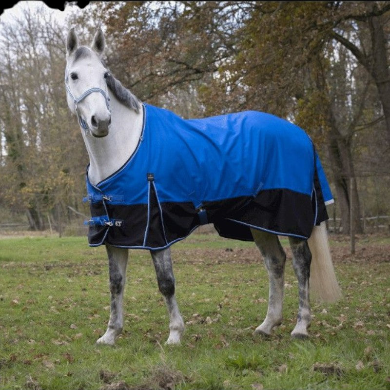 Equithème - Couverture d'extérieur Tyrex 1200D "Aisance" bleu/noir 50g | - Ohlala