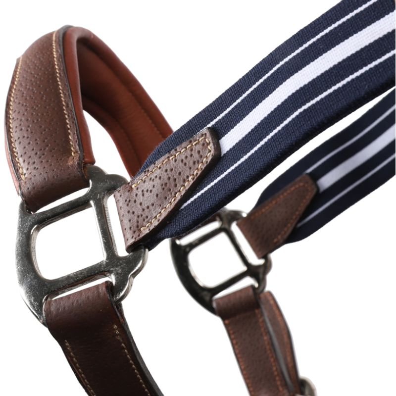 Antarès Sellier - Licol en cuir Stressless grainé havane / marine | - Ohlala