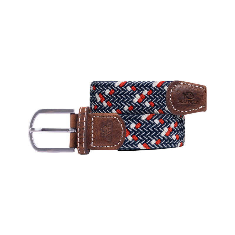 Billybelt - Ceinture tressée Frenchie marine/ blanc/ rouge | - Ohlala