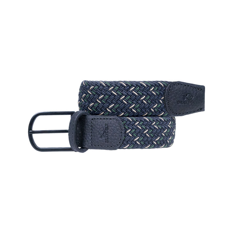 Billybelt - Ceinture tressée Knokke marine/ blanc/ vert | - Ohlala