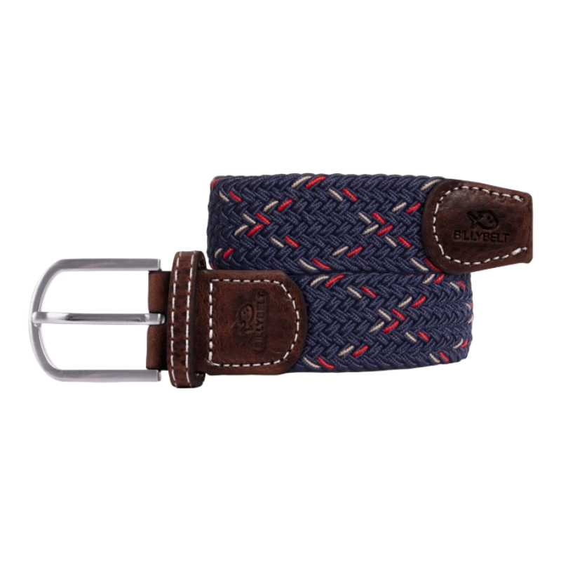 Billybelt - Ceinture tressée Oxford marine/ rouge/ beige | - Ohlala