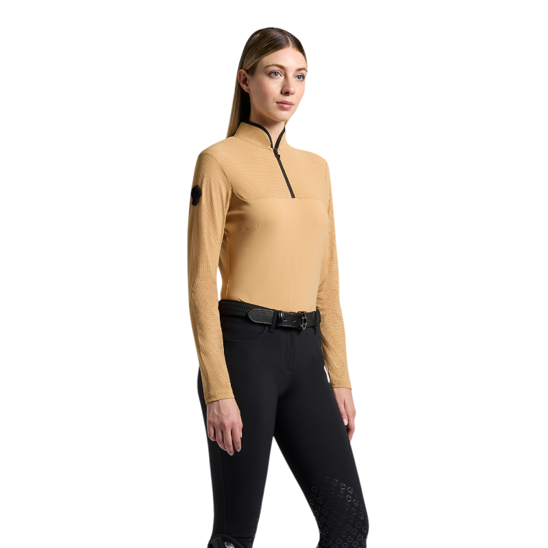 Cavalleria Toscana - Baselayer manches longues femme Perforated Jersey Inserts tan | - Ohlala