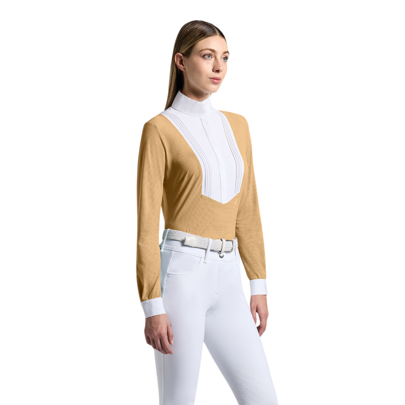 Cavalleria Toscana - Polo de concours manches longues femme Americain tan | - Ohlala