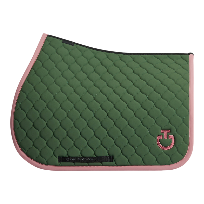 Cavalleria Toscana - Tapis de selle Circular Quilted forest green/ candy pink | - Ohlala