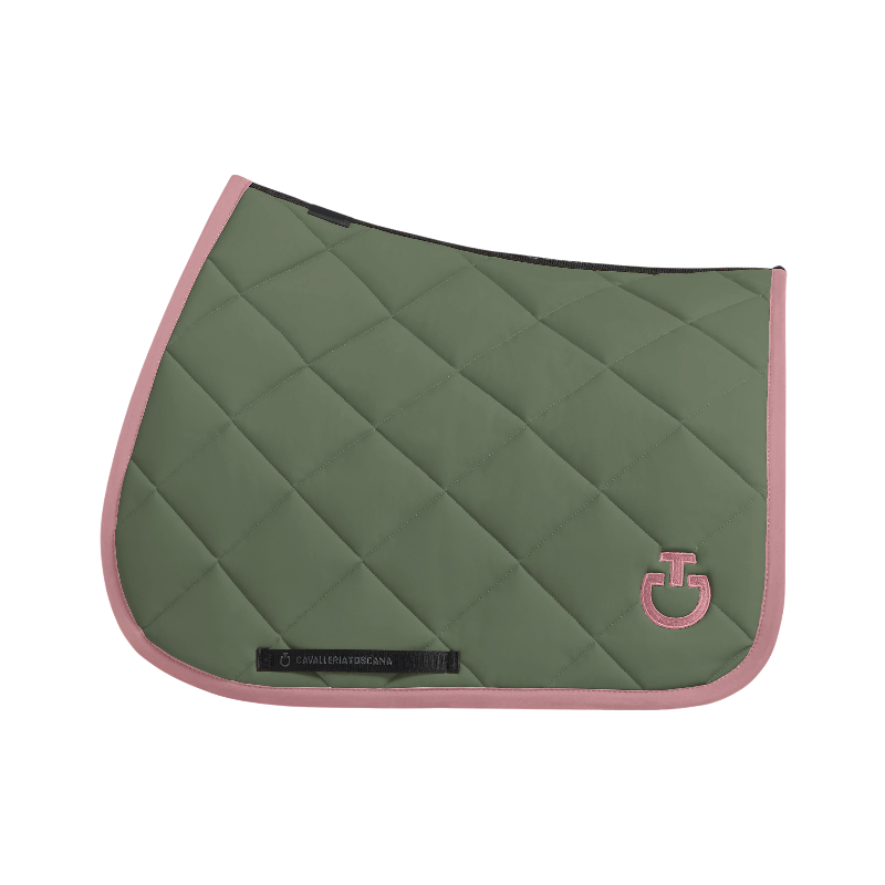 Cavalleria Toscana - Tapis de selle Diamond Quilted Jersey forest green/ candy pink | - Ohlala