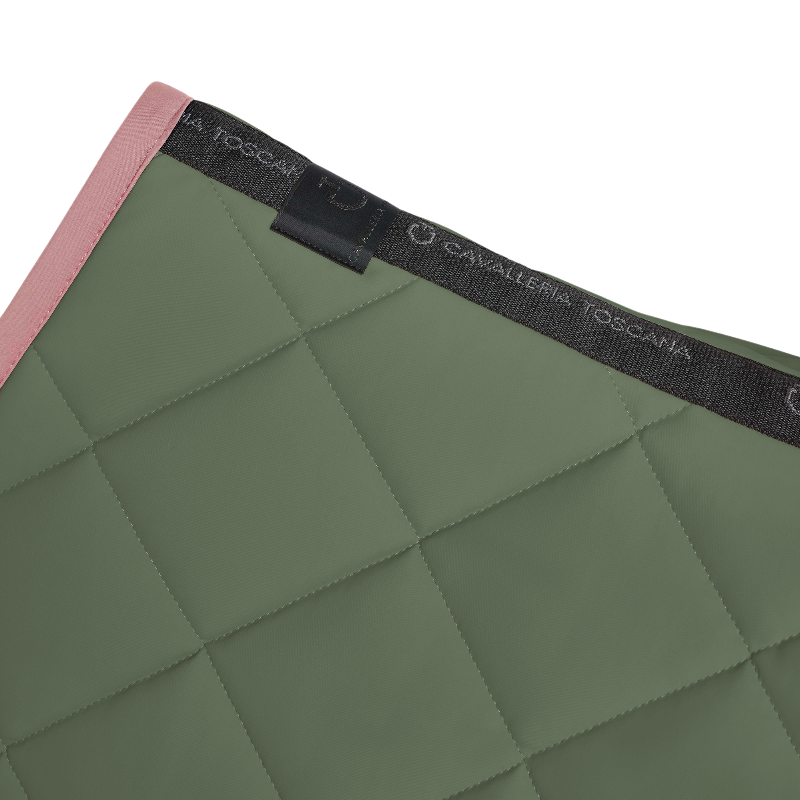 Cavalleria Toscana - Tapis de selle Diamond Quilted Jersey forest green/ candy pink | - Ohlala