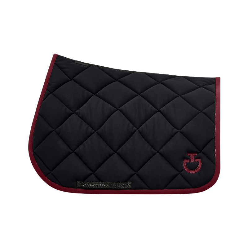 Cavalleria Toscana - Tapis de selle Diamond Quilted Jersey noir/ bordeaux | - Ohlala