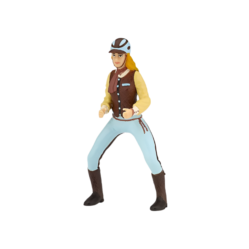 Papo - Figurine Cavalière adulte fashion bleue | - Ohlala