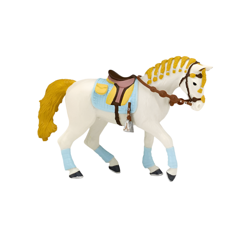 Papo - Cheval de la cavalière Adulte Fashion bleue | - Ohlala