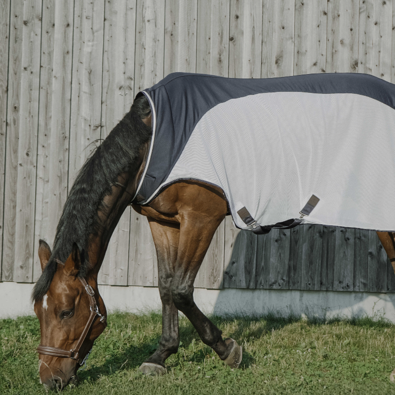 Equithème - Couverture de marcheur Flycool marine/ blanc | - Ohlala