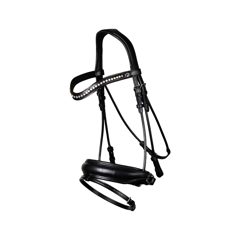 Dyon - Bridon muserolle combinée large mat New English Collection noir | - Ohlala