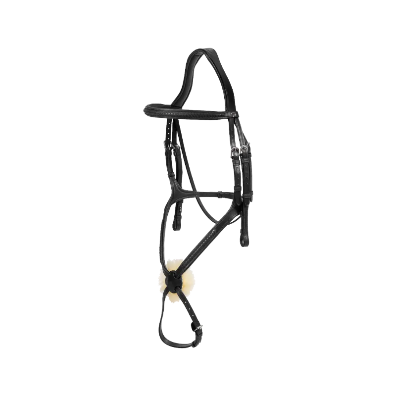 Dyon - Bridon muserolle croisée tressée noir | - Ohlala