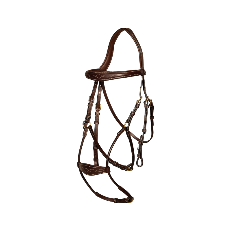 Dyon - Bridon muserolle hybride D Collection havane | - Ohlala