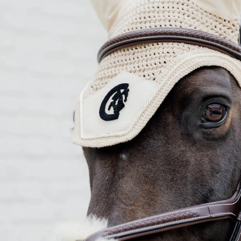 Dyon - Bridon muserolle tressée en forme de 8 havane | - Ohlala