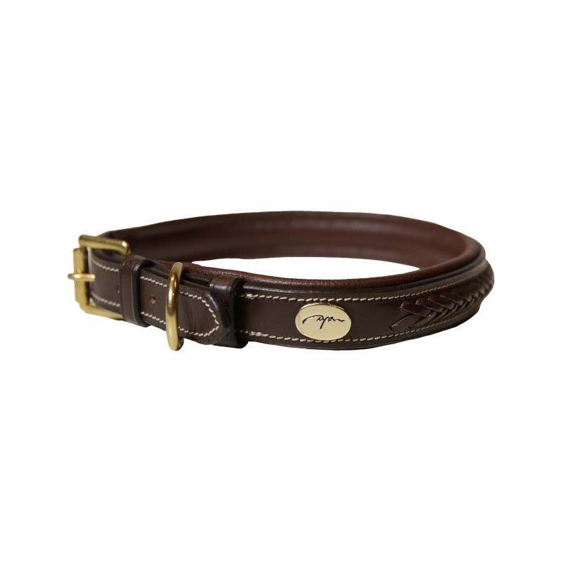Dyon - Collier pour chien tressé plat marron | - Ohlala