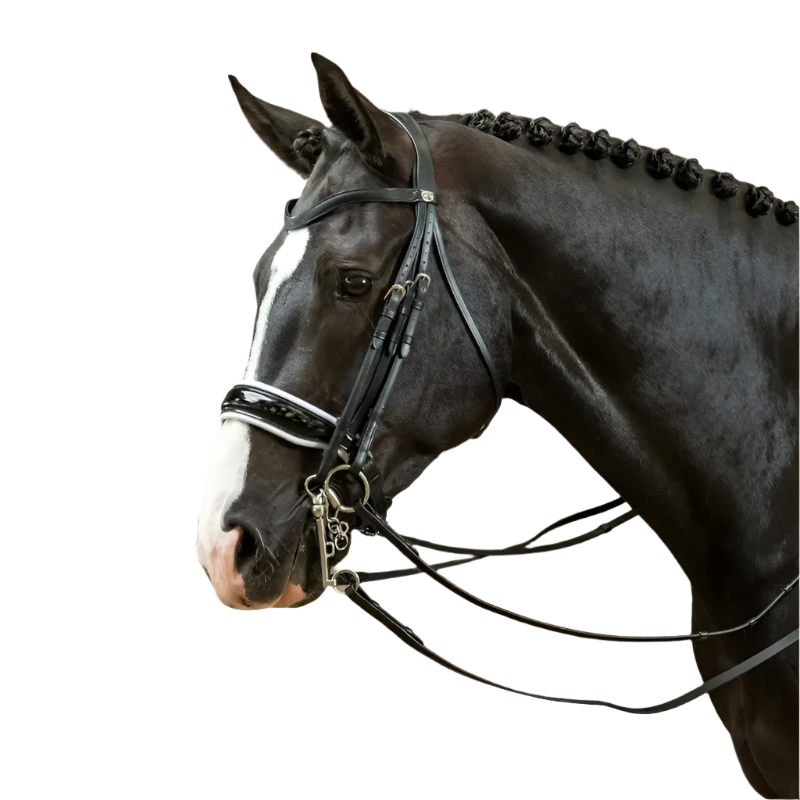 Dyon - Bride muserolle large vernie doublure blanche Working By Dyon noir | - Ohlala