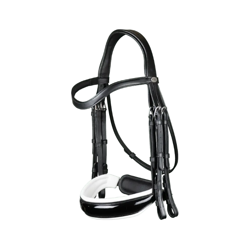 Dyon - Bride muserolle large vernie doublure blanche Working By Dyon noir | - Ohlala