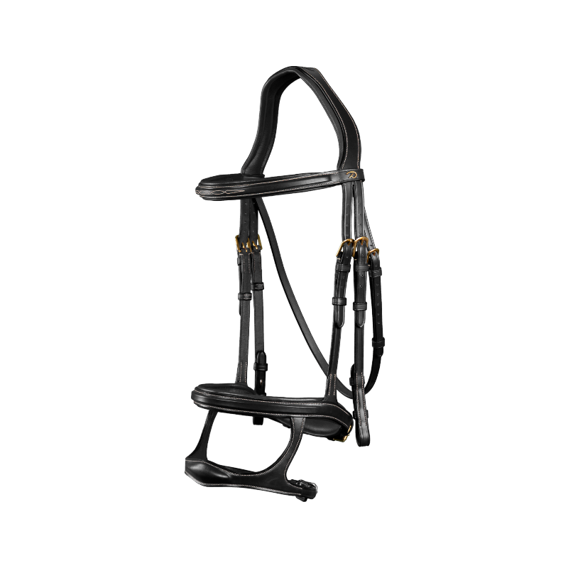Dyon - Bridon double muserolle D Collection noir | - Ohlala