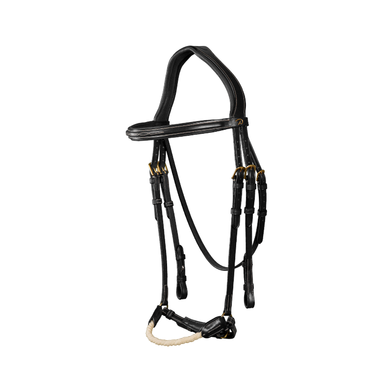 Dyon - Bridon muserolle allemande corde D Collection noir | - Ohlala