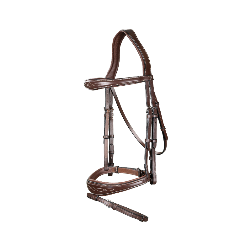 Dyon - Bridon muserolle combinée anatomique US Collection havane | - Ohlala