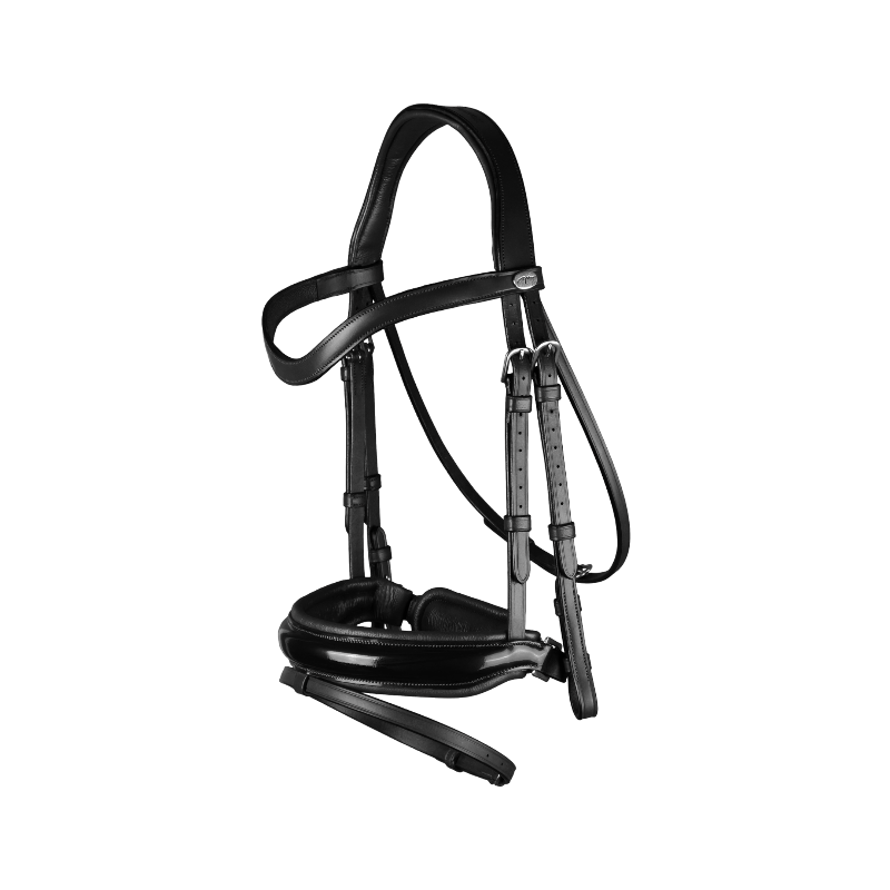 Dyon - Bridon muserolle combinée large vernie Working By Dyon noir | - Ohlala