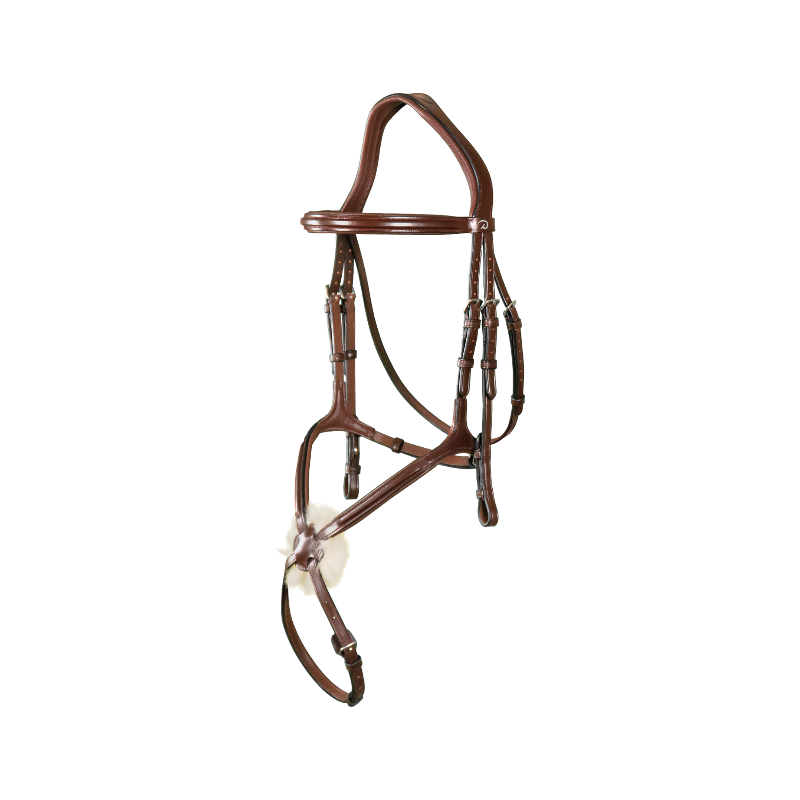 Dyon - Bridon muserolle croisée New English Collection havane | - Ohlala