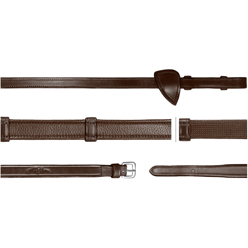 Dyon - Rênes hunter 5/8 avec 7 arrêtoirs New English Collection brun | - Ohlala