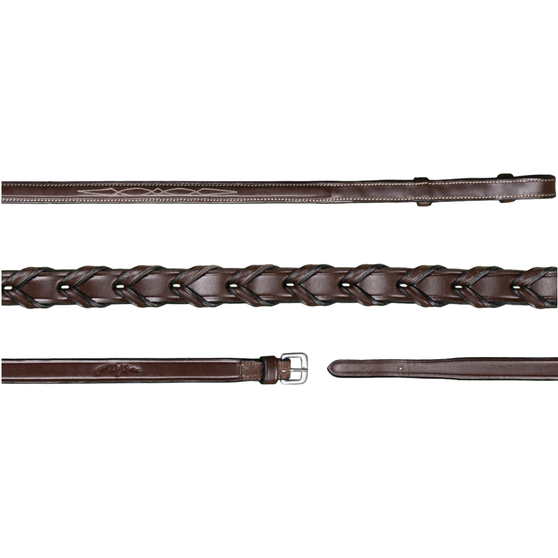 Dyon - Rênes tressées 5/8 US Collection marron | - Ohlala