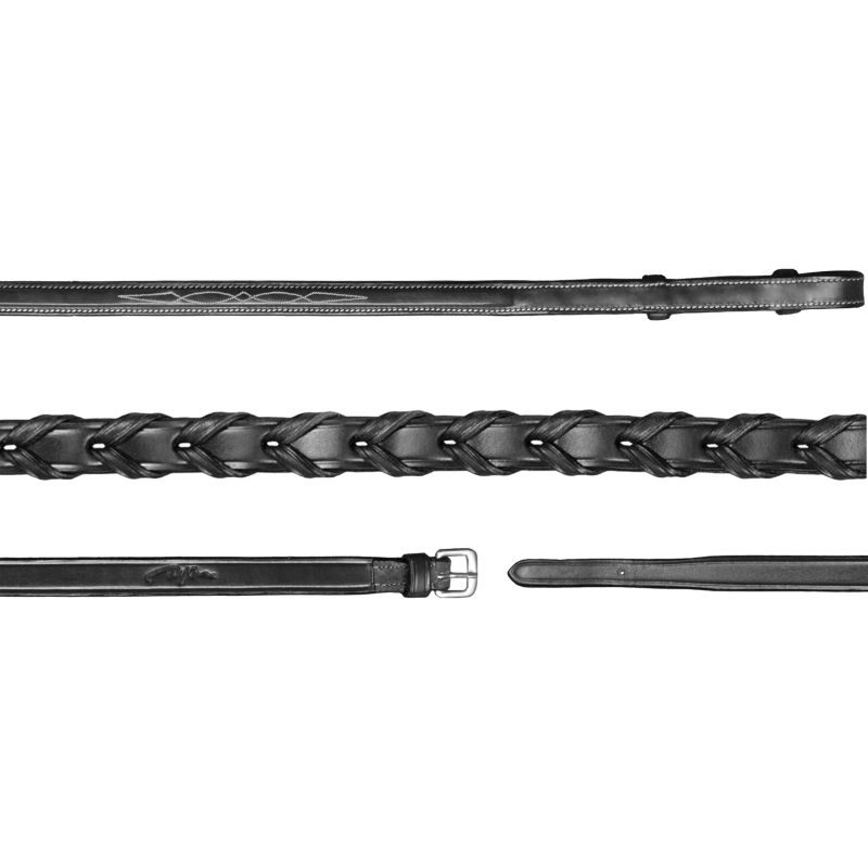 Dyon - Rênes tressées 5/8 US Collection noir | - Ohlala