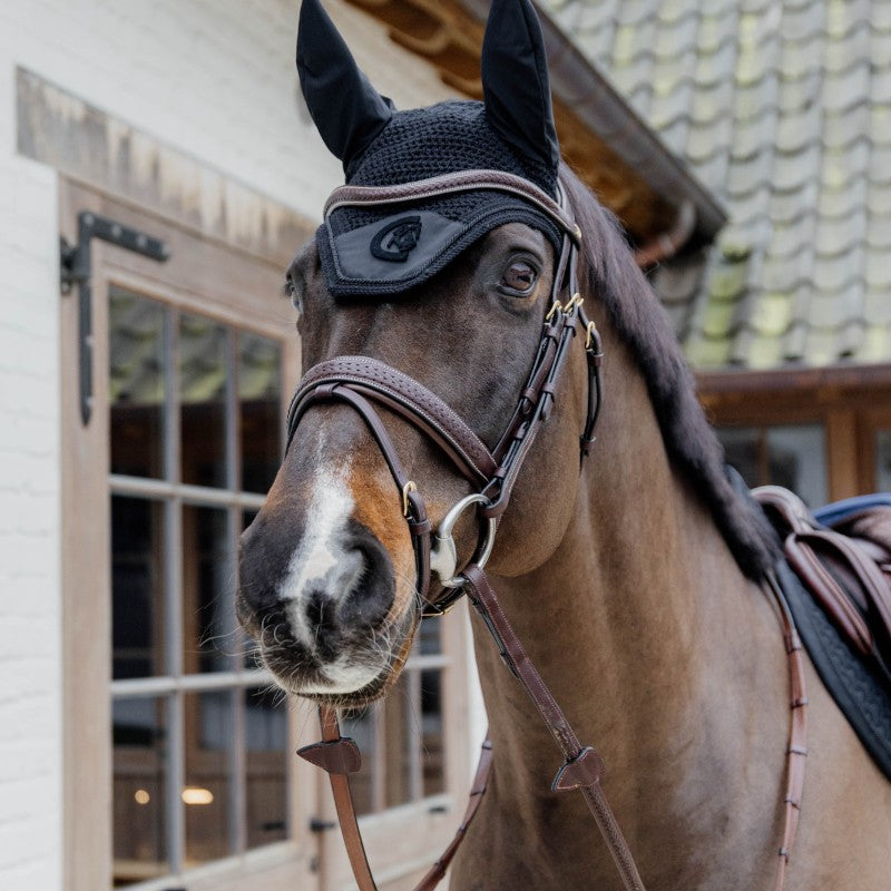 Dyon - Bridon muserolle combinée Tressé Pull Back marron | - Ohlala