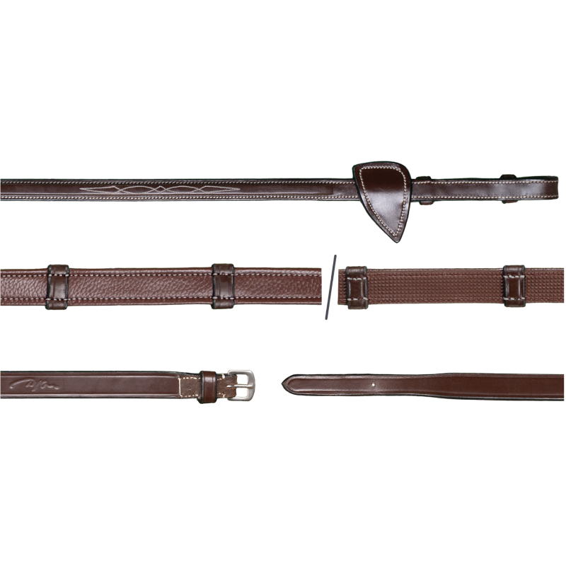 Dyon - Rênes Hunter 5/8 avec 7 arrêtoirs US Collection marron | - Ohlala