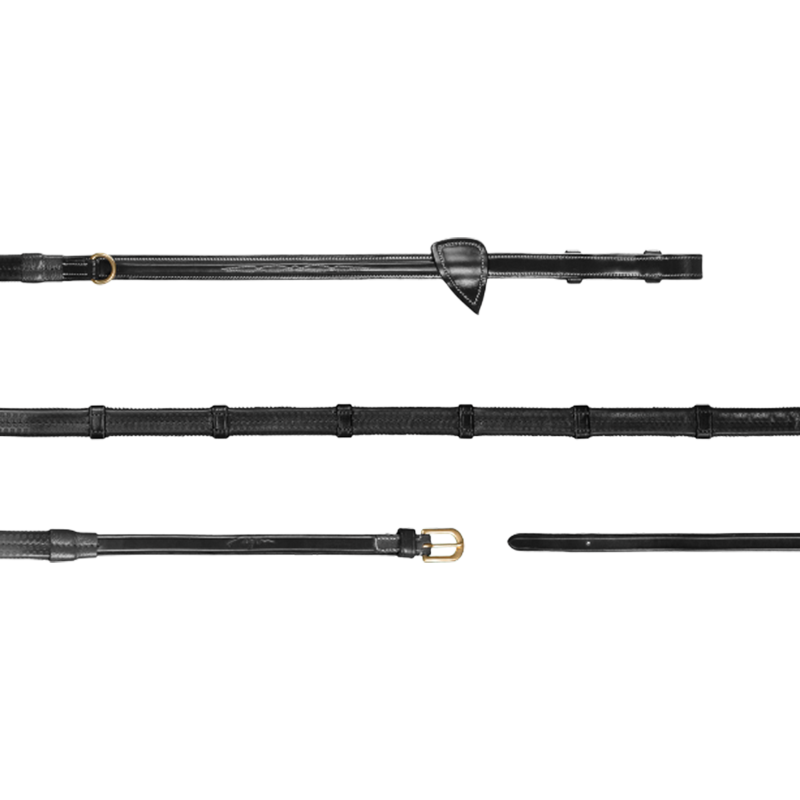 Dyon - Rênes Howlett en caoutchouc 1/2 avec 7 arrêtoirs D Collection noir | - Ohlala