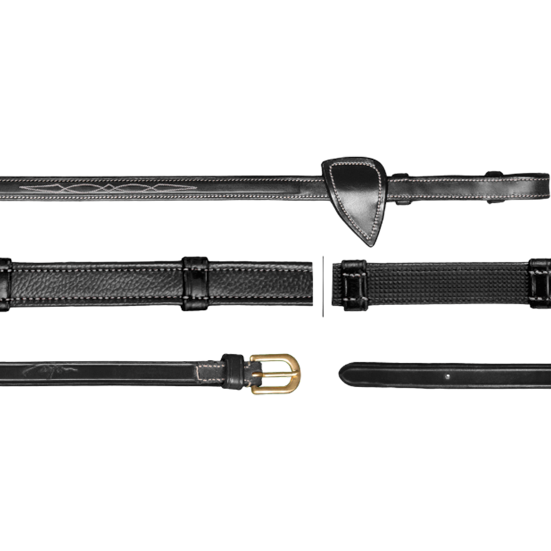 Dyon - Rênes Hunter 5/8 avec 7 arrêtoirs D Collection noir | - Ohlala