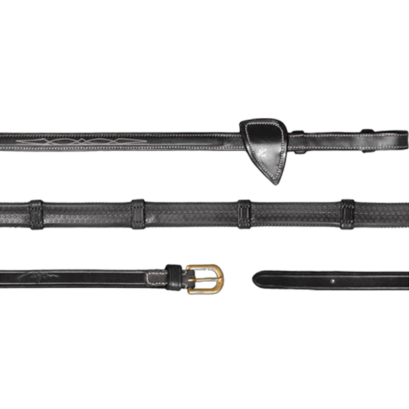 Dyon - Rênes caoutchouc 1/2 avec 7 arrêtoirs D Collection noir | - Ohlala