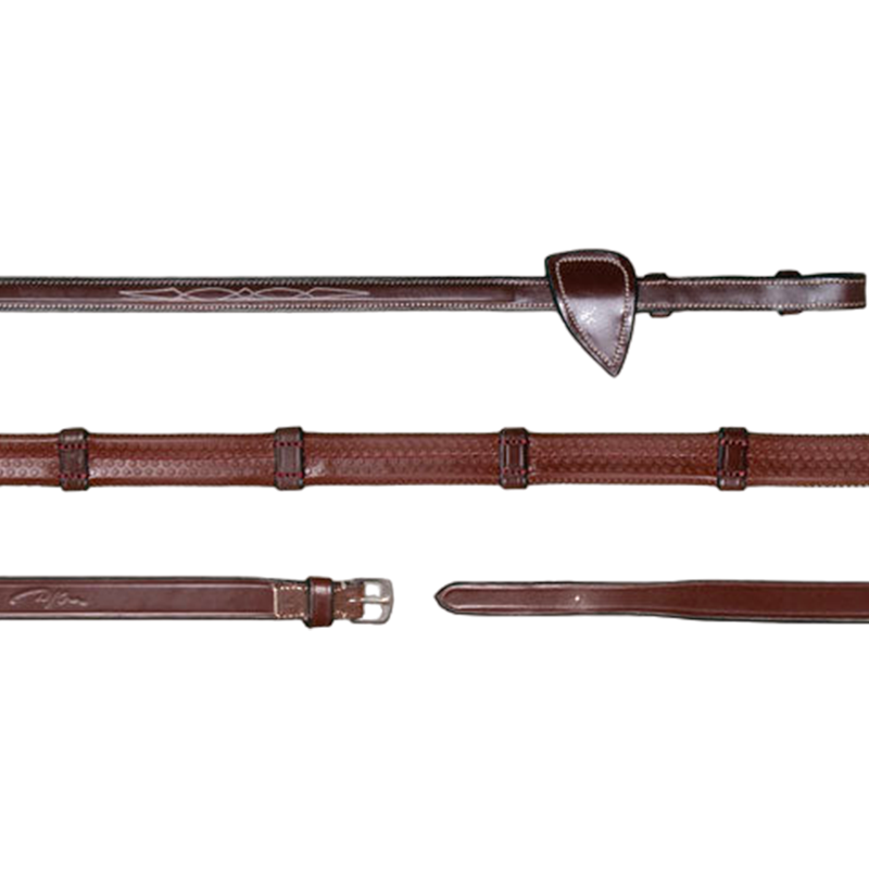 Dyon - Rênes caoutchouc 1/2 avec 7 arrêtoirs US Collection brun | - Ohlala