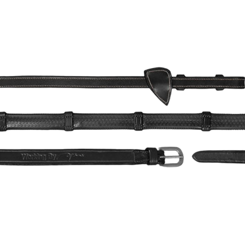 Dyon - Rênes caoutchouc 1/2 avec 7 arrêtoirs Working by Dyon noir | - Ohlala