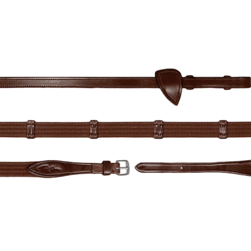 Dyon - Rênes tissu 5/8 avec 9 arrêtoirs New English Collection brun | - Ohlala
