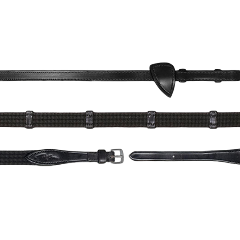 Dyon - Rênes tissu 5/8 avec 9 arrêtoirs New English Collection noir | - Ohlala
