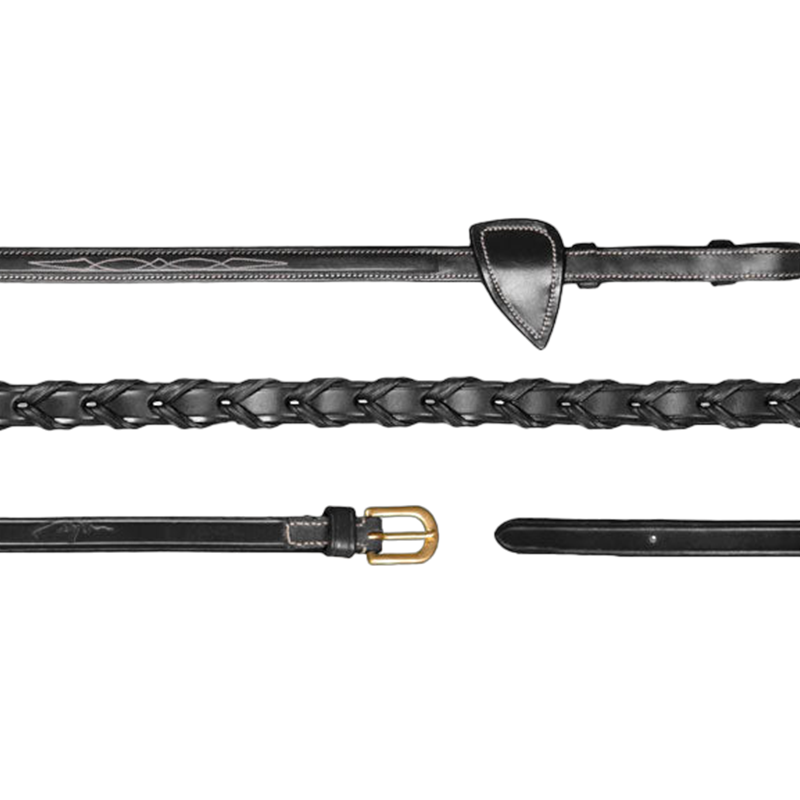 Dyon - Rênes tressées 1/2 D Collection noir | - Ohlala