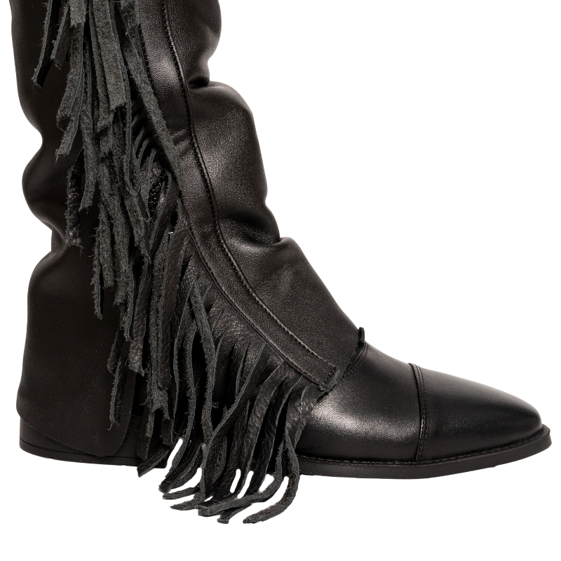 Dyon - Chaps longues à franges noir | - Ohlala