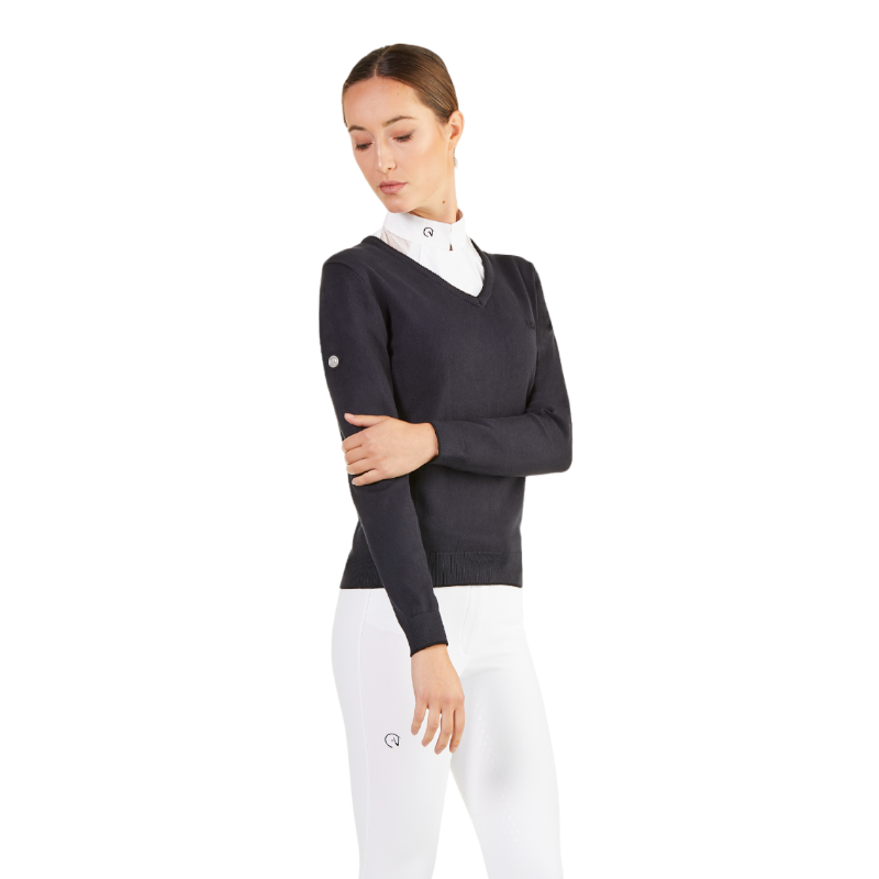 Ego7 - Pull manches longues femme V-Neck marine | - Ohlala
