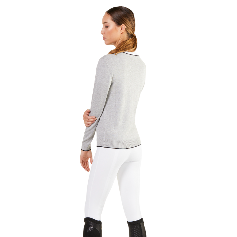 Ego7 - Pull manches longues femme V-Neck melange grey | - Ohlala