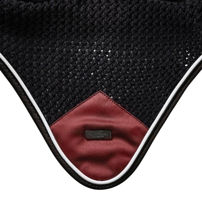 Equestrian Stockholm - Bonnet pour chevaux Modern Luxe noir/ rouge foncé | - Ohlala
