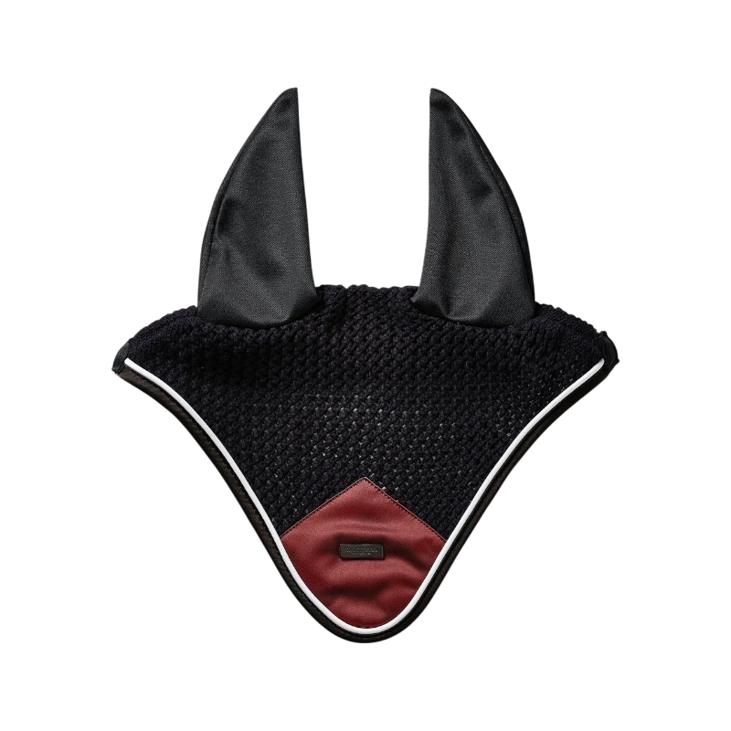 Equestrian Stockholm - Bonnet pour chevaux Modern Luxe noir/ rouge foncé | - Ohlala