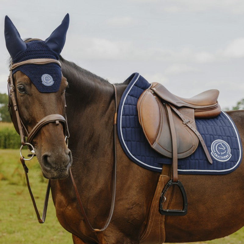 Equithème - Bonnet pour chevaux Compet Je t'aime marine | - Ohlala