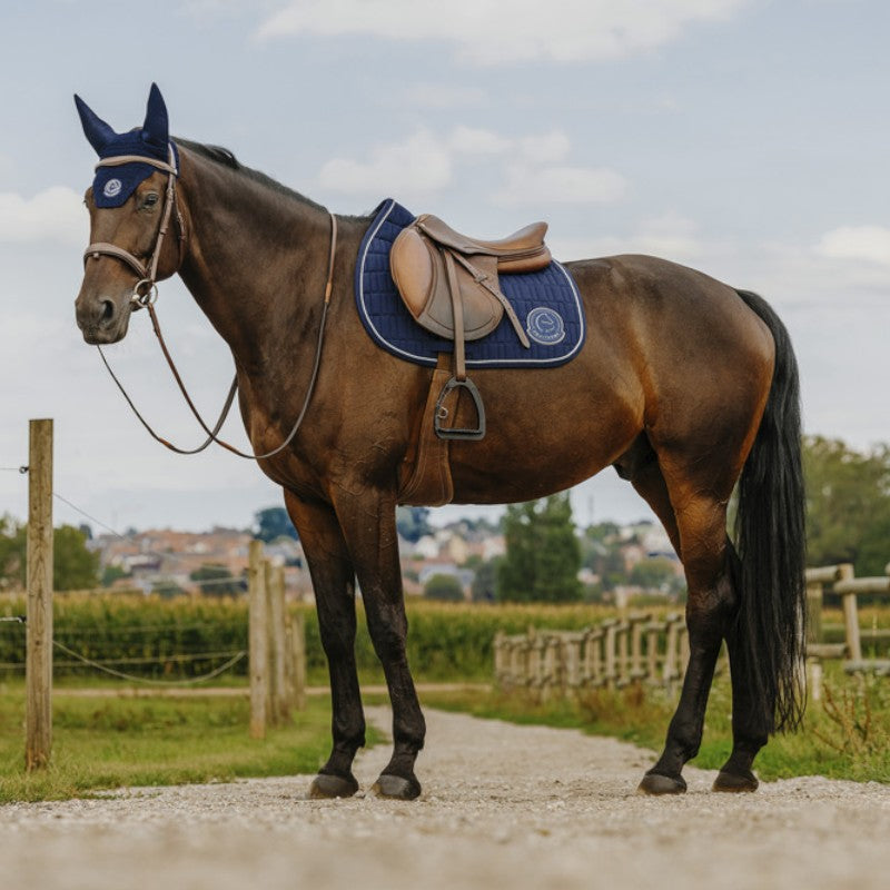 Equithème - Bonnet pour chevaux Compet Je t'aime marine | - Ohlala