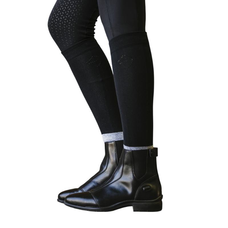 Equithème - Chaussettes d'équitation Compet Je t'aime noir/ gris | - Ohlala