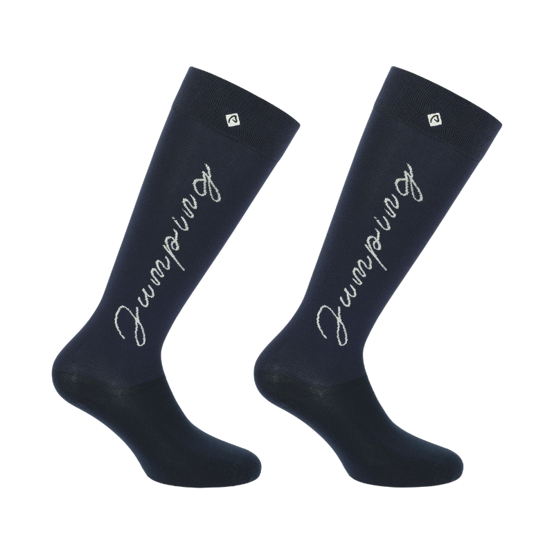 Equithème - Chaussettes d'équitation Jump marine/ argenté (x1) | - Ohlala