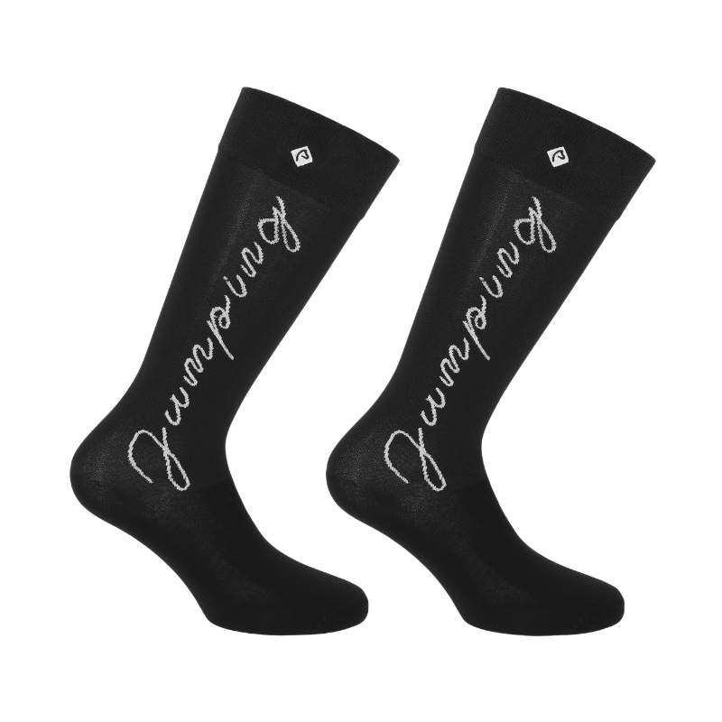 Equithème - Chaussettes d'équitation Jump noir/ argent (x1) | - Ohlala